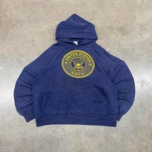 Vintage US Navy Hoodie Soffe Made in USA Military Pullover Men's Size L